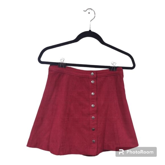 Abercrombie & Fitch Red Faux Suede Button Skirt - Picture 1 of 4